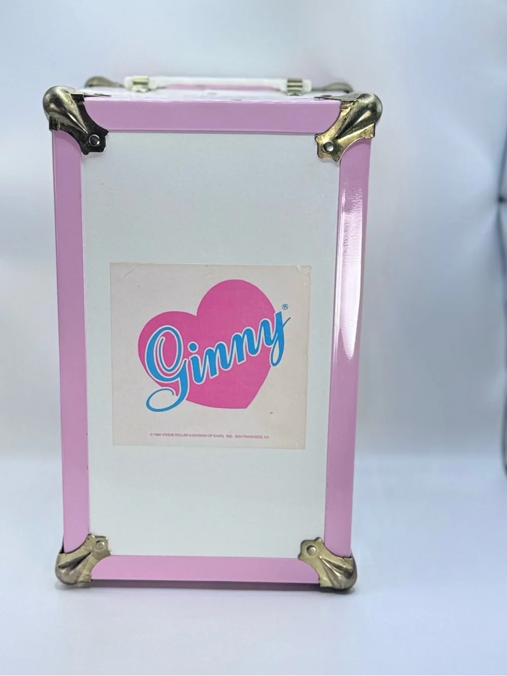 Vintage Vogue Dolls Ginny White and Pink Metal Doll Trunk